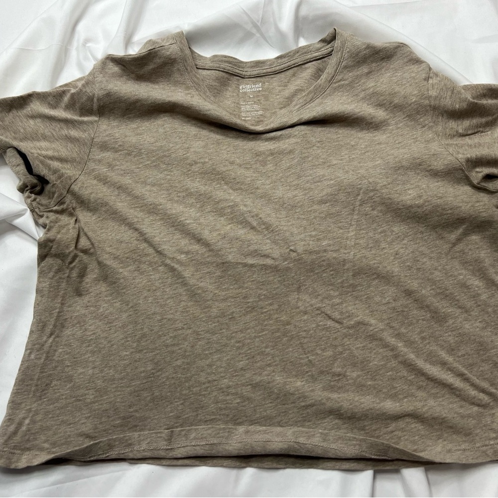 Girlfriend Collective Neutral Taupe Short Sleeve Crewneck Tee